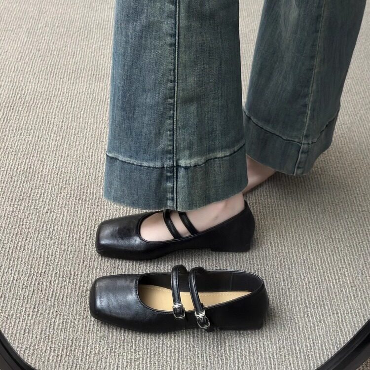 法式软底平底浅口单鞋女2026年夏季新款不累脚配裙子百搭玛丽珍鞋