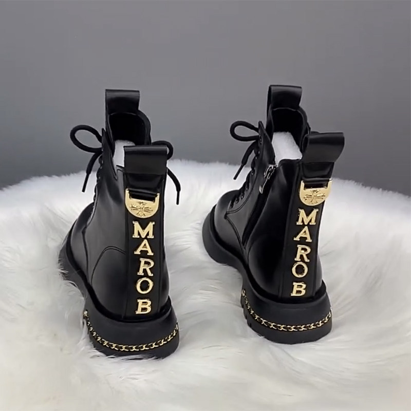 厚底英伦风爆款马丁靴女2025秋冬季新款百搭时尚增高休闲小短靴子