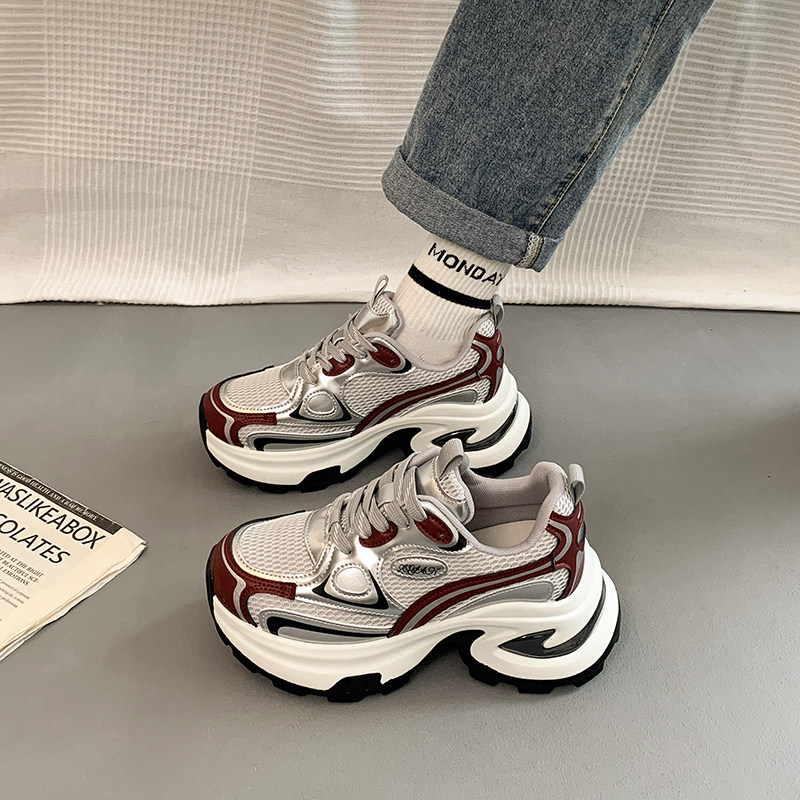 真皮加绒老爹鞋女2025秋冬季新款厚底小个子增高显脚小休闲 运动,女鞋,时尚休闲鞋,淘宝优惠券,粉丝福利购,淘宝优惠卷