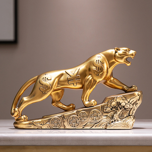 招财金钱豹摆件客厅老板办公室工艺品电视柜酒柜装饰品开业礼品