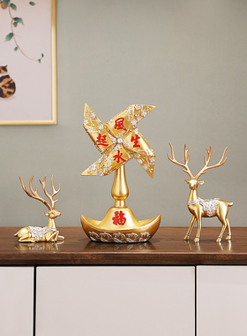 风水气饰品鹿酒柜入口创意装饰家居客厅中式新居开幕礼