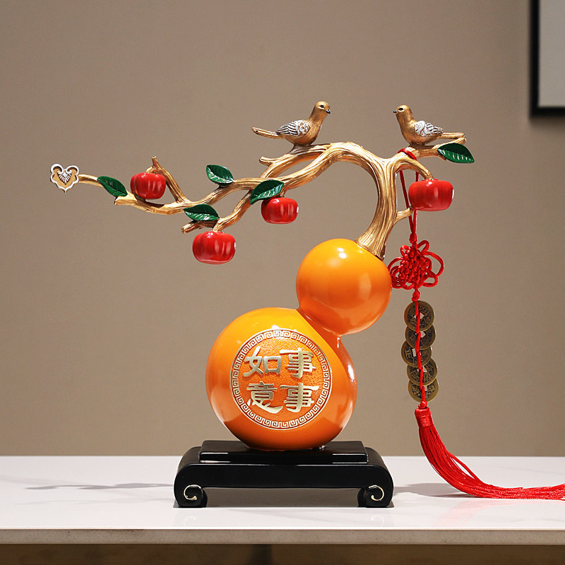 新中式柿柿如意葫芦摆件客厅电视柜装饰品桌面工艺品乔迁新居礼物,家居饰品,装饰摆件,淘宝优惠券,粉丝福利购,淘宝优惠卷