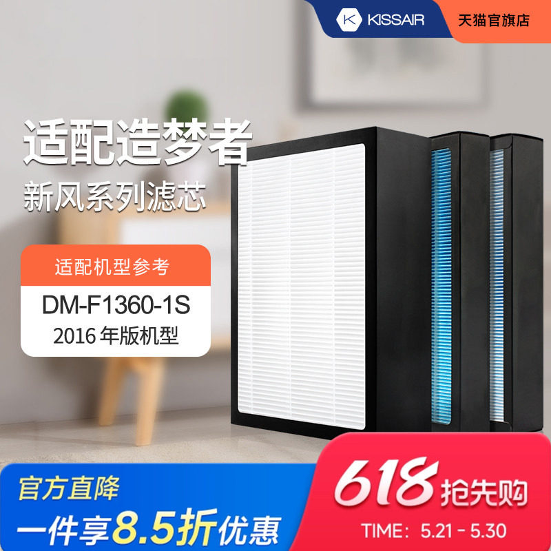 适配造梦者新风净化器滤芯DM-F1360-1S-F高效初效过滤网(2016版)