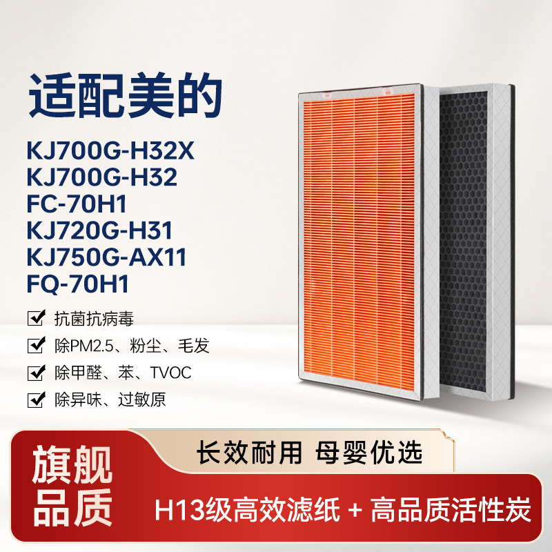 适配美的空气净化器滤芯KJ700G-H32X/KJ750G-XA11滤网KJ720G-H31