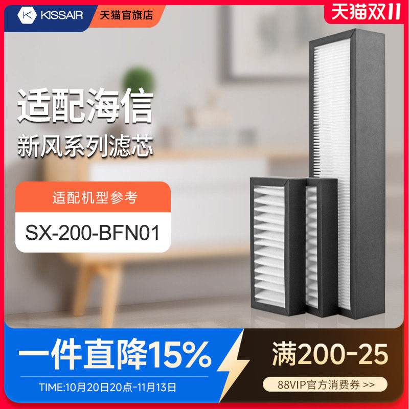 适配海信壁挂式新风机过滤芯SX-200-BFN01/DHA20D2除醛过滤网套装