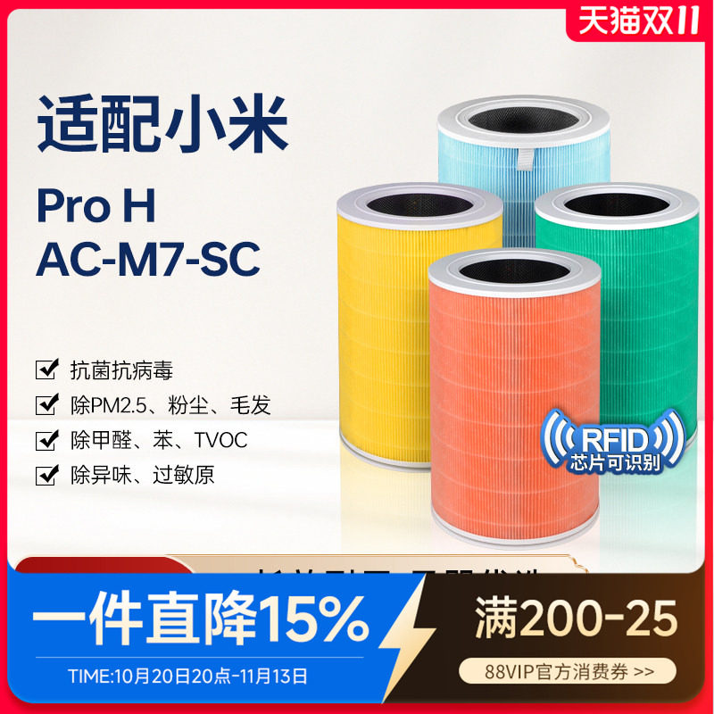 适配小米米家空气净化器滤芯ProH/AC-M7-SC除甲醛除尘复合过滤网