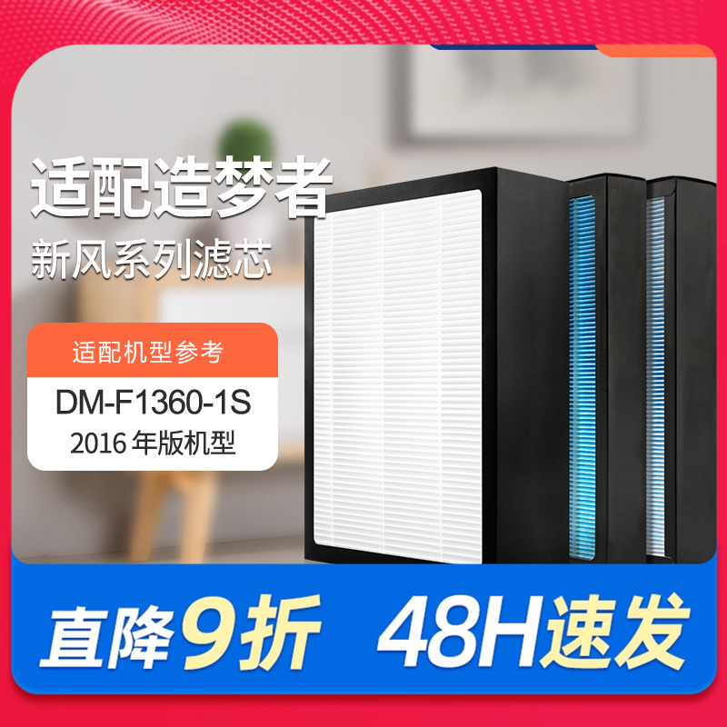 适配造梦者新风净化器滤芯DM-F1360-1S-F高效初效过滤网(2016版)