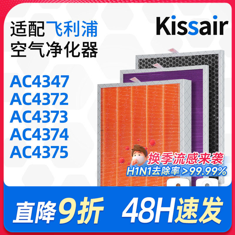 适配飞利浦空气净化器过滤芯ac4373/ac4374/ac4375滤网除尘除醛