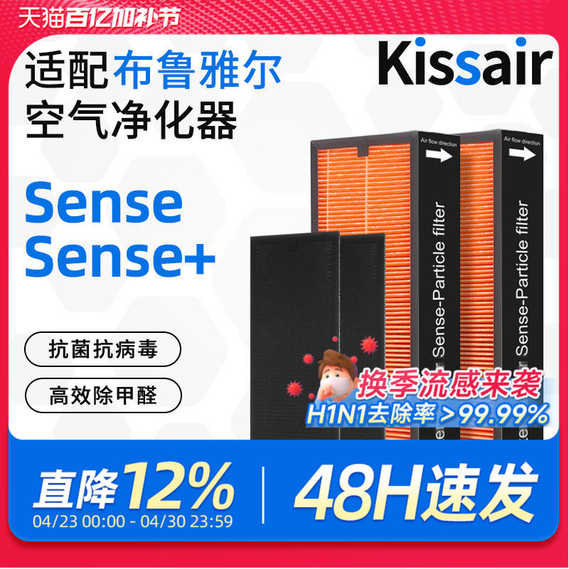 KISSAIR适配blueair滤网布鲁雅尔空气净化器过滤芯Sense+集尘hepa