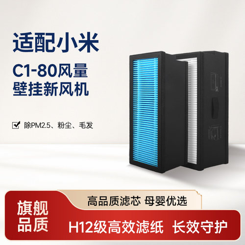 适配小米米家壁挂新风机C1-80滤芯活性炭除甲醛除烟尘PM2.5过滤网