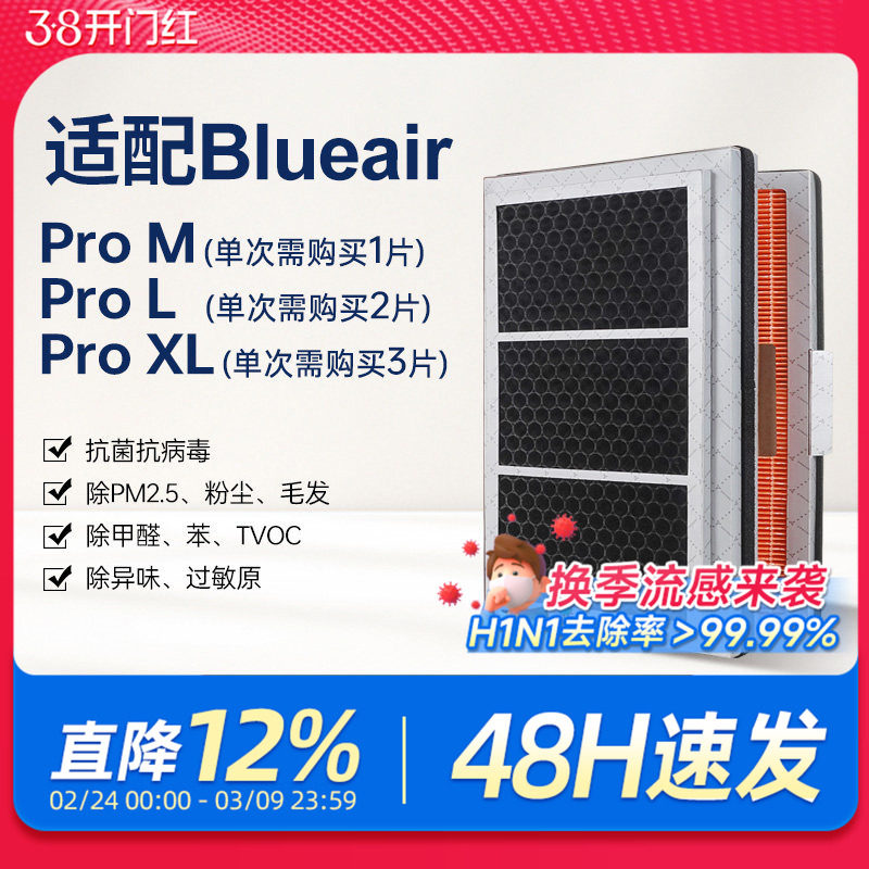 适配Blueair滤网布鲁雅尔Pro M/Pro L/Pro XL空气净化器过滤芯