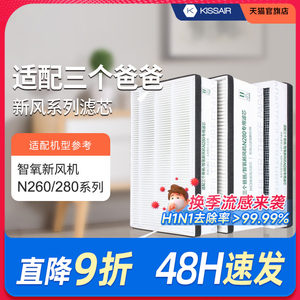 适配三个爸爸智氧新风机滤芯N280/260除甲醛防霾过滤网集尘套装