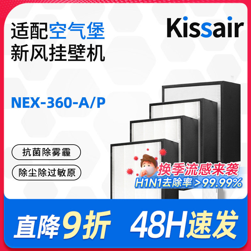 适配空气堡AIRBURG壁挂式新风机过滤芯NEX-360-A/P除雾霾滤网套装