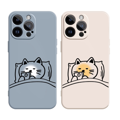 直角硅胶软壳黑色线条夜猫