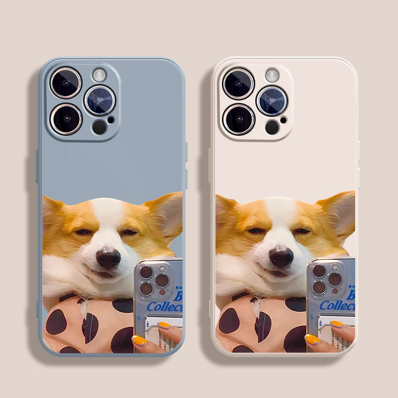 自拍耍酷狗适用iPhone13mini手机壳15Pro max硅胶11苹果14新款12全包xsmax可爱xr女生x超火7plus软套8p十五6s