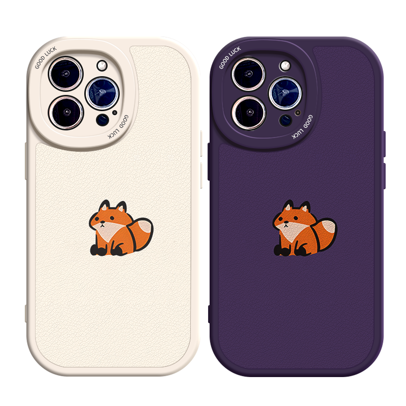 呆萌狐狸适用苹果11手机壳15Pro max硅胶iPhone14小羊皮12新款13全包华为mate60Pro+可爱vivox90女生荣耀20软