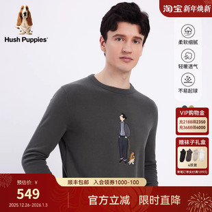 休闲贴布绣毛衣纯棉保暖圆领针织衫 秋季 Puppies暇步士男装 Hush