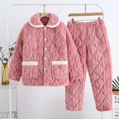 睡衣女冬季加厚加绒特厚孕妇妈妈大码可外穿湖南省服女款家居服男