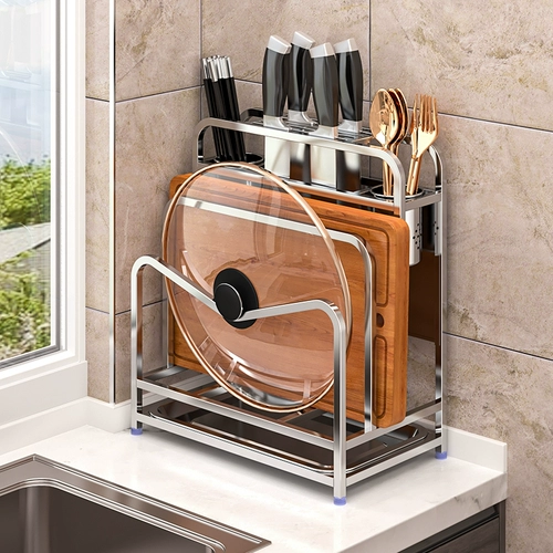 Черная универсальная разделочная доска из нержавеющей стали, нож, система хранения