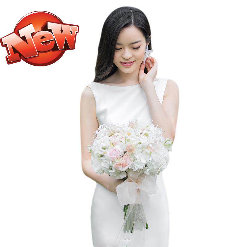 2019 new pattern banquet temperament Self cultivation full dress Party Simplicity Banquet have more cash than can be accounted for white Dress skirtin the Women's clothing/Boutique , Wedding/Cheongsam/Formal dress , Wedding  category - from Buy2taobao.com to provide professional Taobao agent buy service