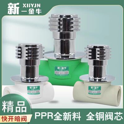 新一金牛 PPR快开暗阀4分20 6分25加厚精品 PPR升降式截止阀灰绿