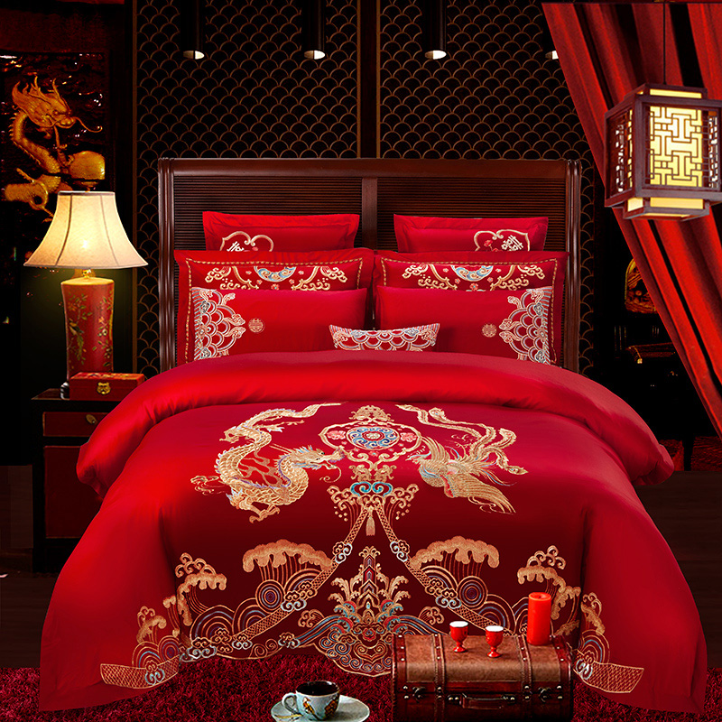 婚庆四件套大红色全棉新结婚用长绒棉床上用品四件套4粉色百子图|msdalam kategori seperai dan bantal, pakej peralatan tempat tidur/Sebuah keluarga empat/Keping kit - dari Buy2taobao.com untuk memberikan perkhidmatan ejen Taobao profesional membeli