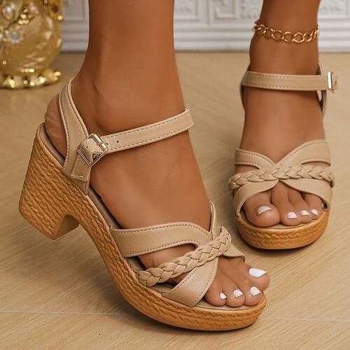 Women's Braided High Heels Sandals 2024 Summer Chunky Platfo