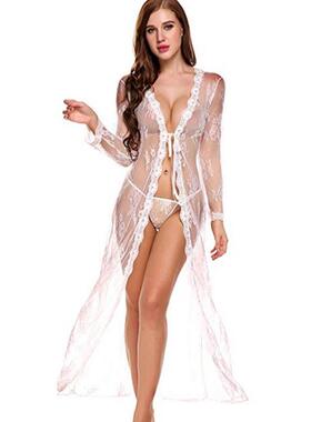 Boho Lace Dress Maxi V-Neck Ruffle Long Nightdress蕾丝长裙