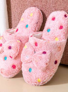 Women's Warm Home Slippers Cute Autumn Winter Bow Warmth Thi