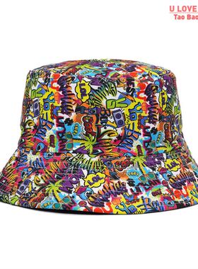 2023 New Summer Graffiti Bucket Hat for Women Men Skull Flor