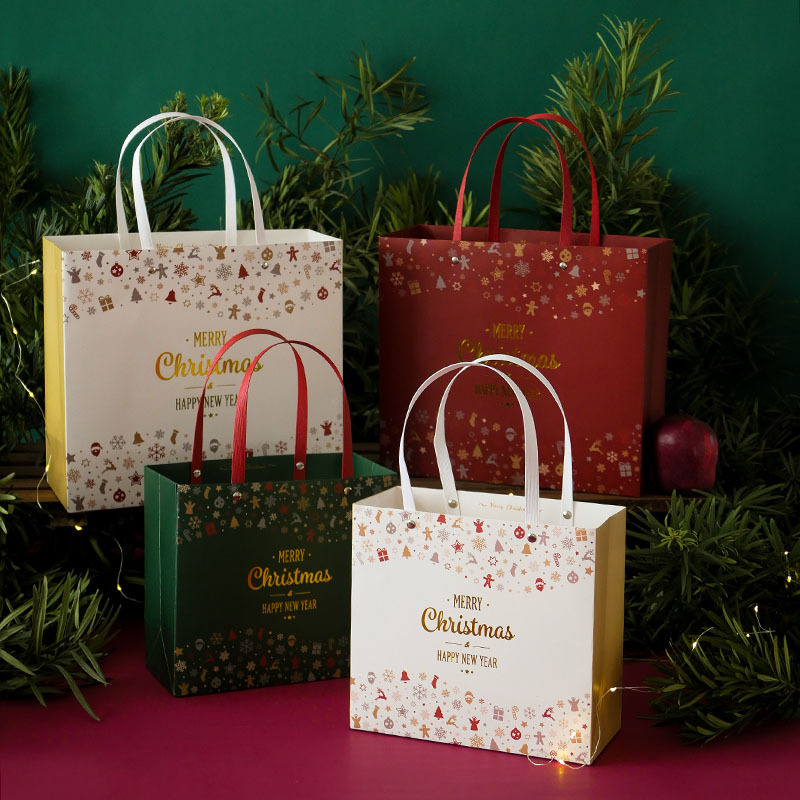Vintage Christmas Holiday Gift Box Set Folding Gift Handbag