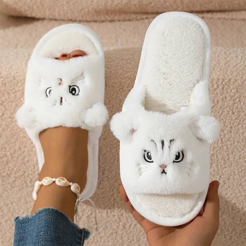 Cute Cartoon Cat Home Slippers for Women Open Toe Non Slip W