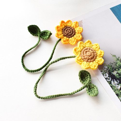 [成品]手工编织毛线向日葵书签挂绳包挂件太阳花女生闺蜜节日礼物
