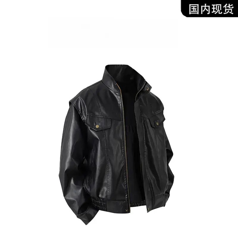 MANVEION品牌现货撤柜】春季男士新款皮衣美式时尚休闲夹克外套