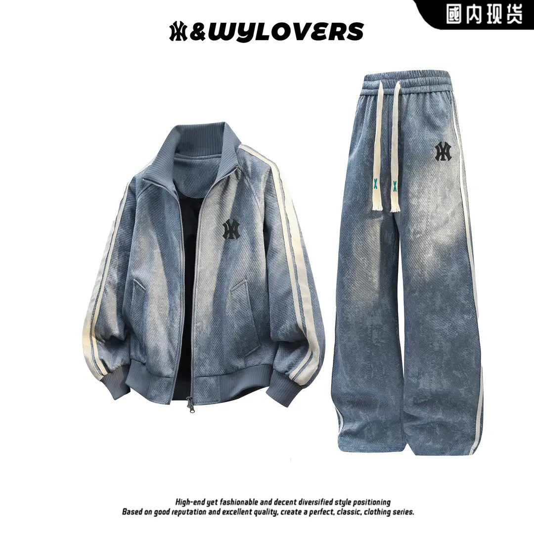品牌折扣男士扎染夹克套装