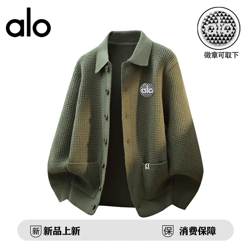 【官方奥特莱斯】品牌折扣情侣翻领开衫毛衣男女秋冬季休闲针织外