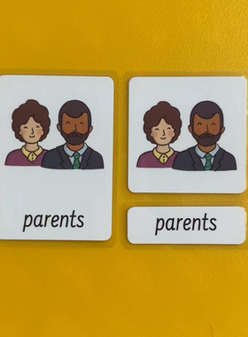 蒙氏英文语言区family members三段卡英语单词家庭成员三部卡教具