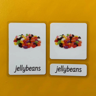 新款蒙氏英文语言区三段卡零食snacks饮品beverages主题英语教具