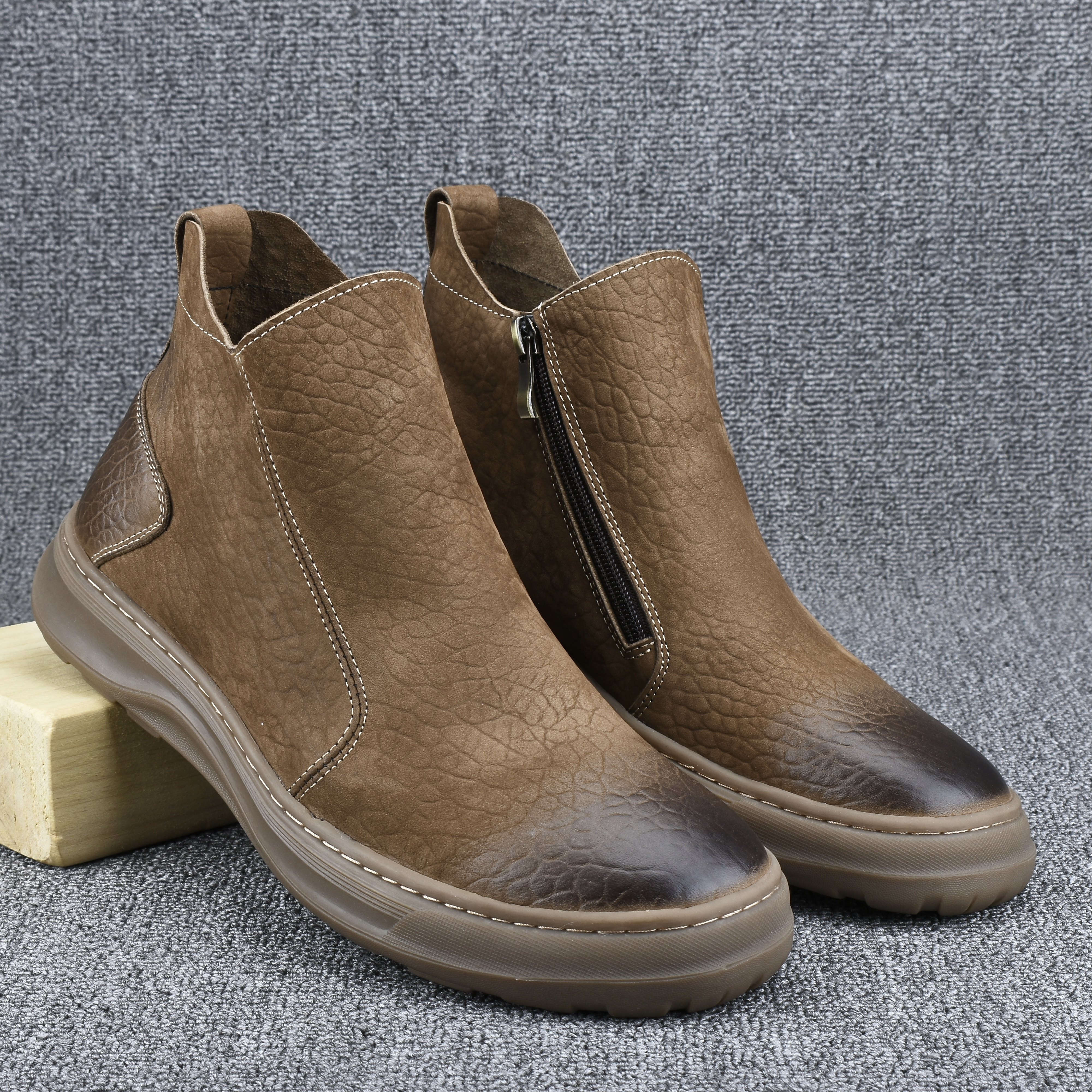 2026新款时尚休闲男鞋真皮软底中帮复古百搭男鞋秋冬男士毛鞋