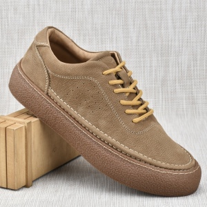 2025新款男士真皮男鞋真皮运动休闲鞋透气站复古牛皮板鞋男