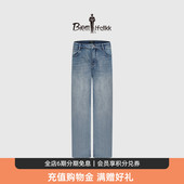 休闲修身 女士时尚 比音勒芬秋季 显瘦直筒阔腿牛仔裤 弹力舒适