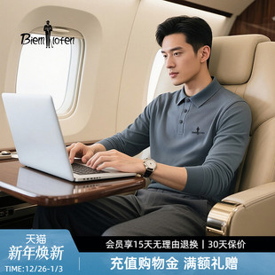 男翻领T恤长袖 新款 比音勒芬2025秋季 POLO衫 职场商务沉稳低调