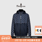 菱格老花拼接连帽夹克外套高级感 男士 舒适防风 比音勒芬秋季