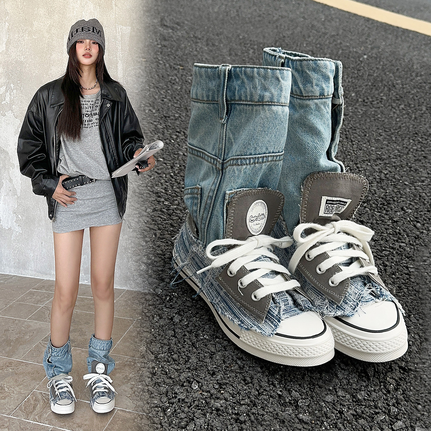 牛仔马丁靴女款2025新款中筒靴子女设计感小众平底英伦风炸街短靴,女鞋,时装靴,淘宝优惠券,粉丝福利购,淘宝优惠卷