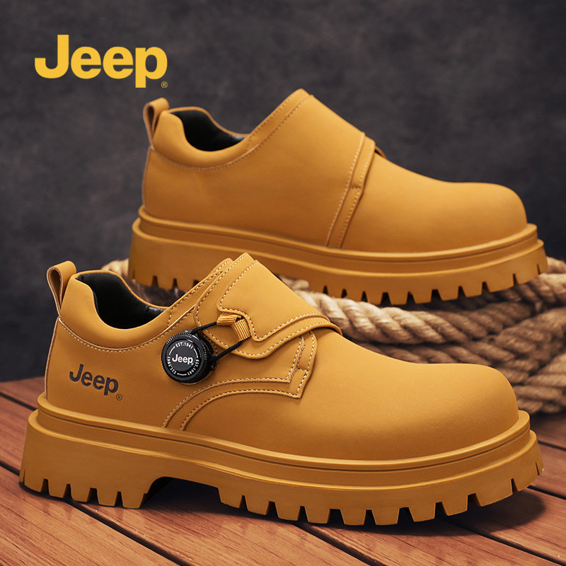 jeep吉普男鞋2026新款春季低帮马丁靴大头英伦风工装旋钮扣休闲鞋