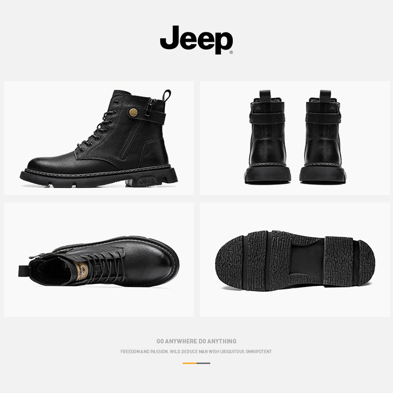 JEEP JEEP WINTER MARTIN BOOTS MENS FLEECE COTTON SHOES SNOW BOOTS HIGH TOP MENS SHOES WARM MID TOP MENS CARGO BOOTS