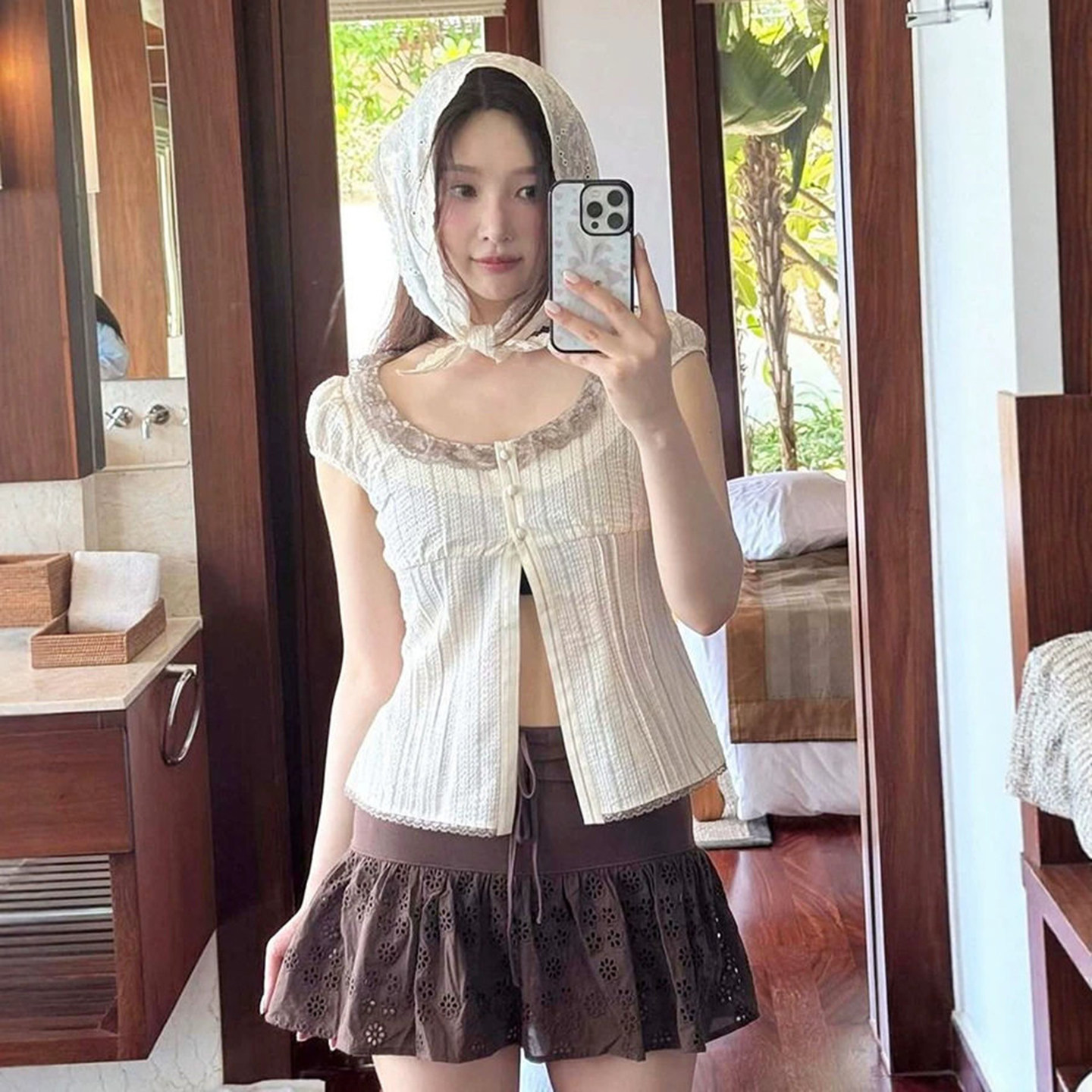 glowny宋雨琦同款蕾丝花边衬衫女