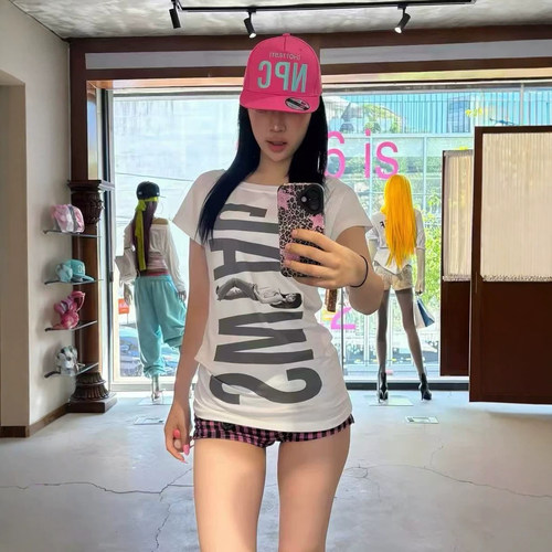 韩国SCULPTOR辣妹字母短袖T恤女