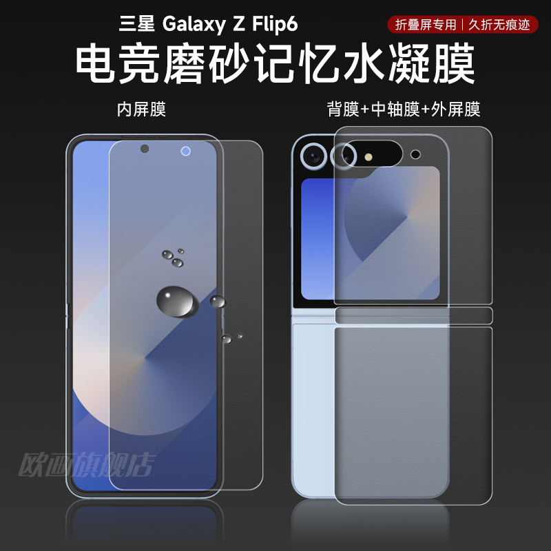 三星zflip6手机膜GalaxyZFlip5钢化玻璃外屏膜w24flip折叠屏磨砂水凝膜flip4/W23Flip高清防偷窥保护贴膜适用