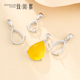 S925纯银男女吊坠空托 镶嵌蜜蜡琥珀绿松石项坠空托 水滴形吊坠托